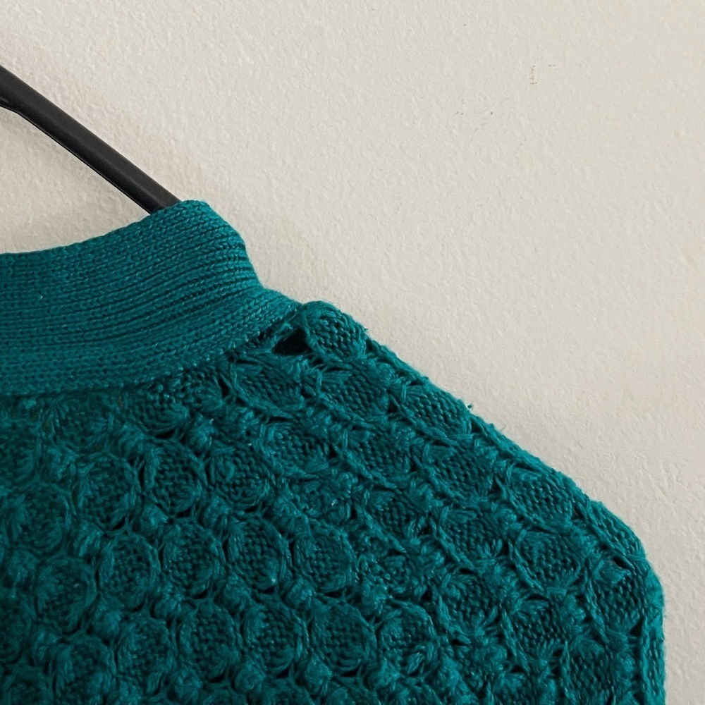Vintage Sweater Bazaar V neck cardigan sweater large preppy coastal chic classic - Picture 8 of 8